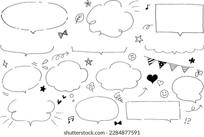 Illustration material set of simple speech bubbles