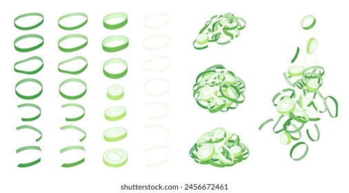 Illustration material set of sliced green onions_Condiments