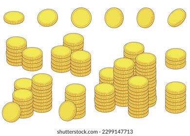 Illustration material set such as coin tower