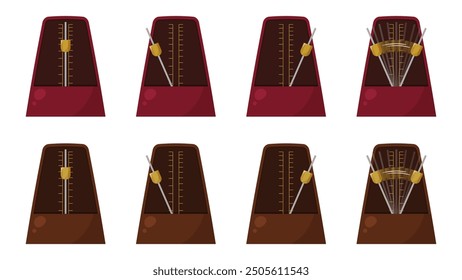 Illustration material set of a swaying metronome