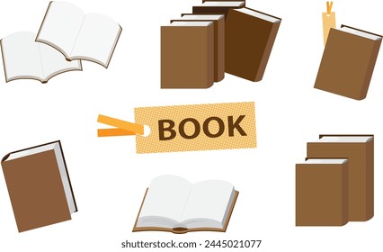 Conjunto de material de ilustración de libro grueso con cubierta marrón