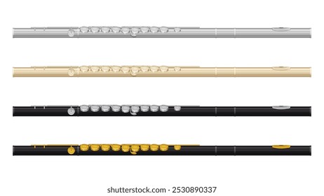 Illustration material set of types of flute