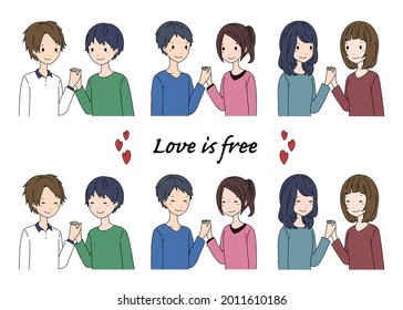 Conjunto de material de ilustración de varias parejas