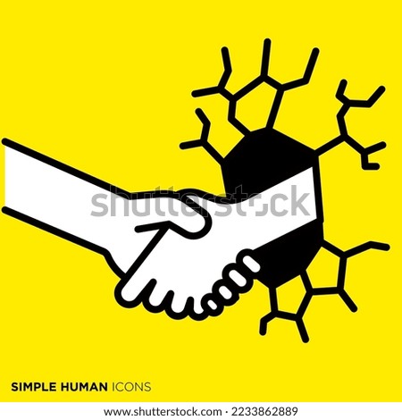 Illustration material shaking hands over the wall