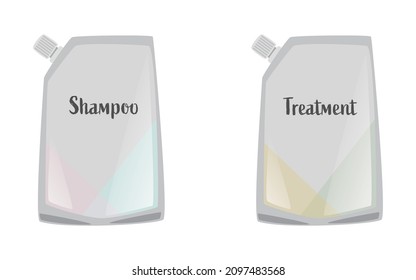 Illustration material of shampoo and treatment refill bottle.