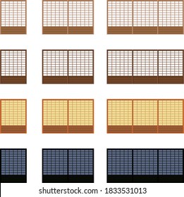 Illustration material Shoji icon set Day, evening, night

