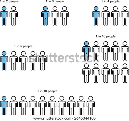 Illustration material showing the image of one out of several people