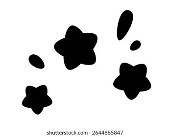 Material de ilustração de uma silhueta de uma estrela fofa voando no impacto
