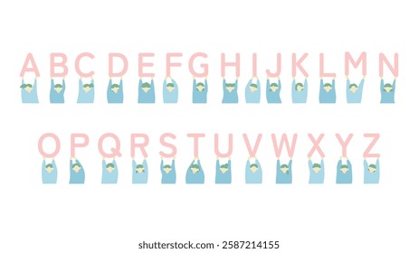 Illustration material of a small person holding the alphabet Vector