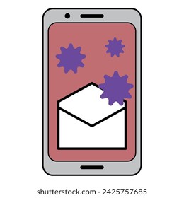 Material de ilustración de un smartphone infectado con un virus