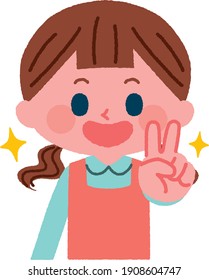 Illustration material of a smiling girl