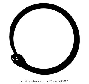 illustration material with a snake in a circular frame