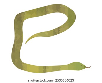 Illustration material with a snake silhouette in the Japanese zodiac sign "snake"