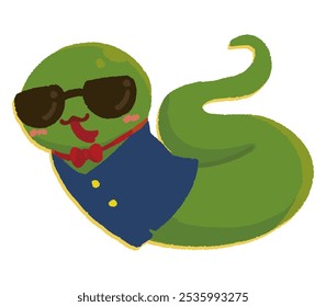 Illustration material of a snake wearing sunglasses