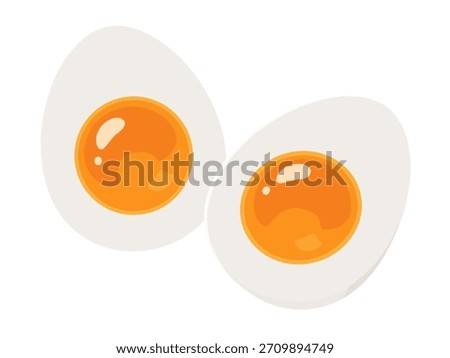 Illustration material of a soft-boiled egg cut in half