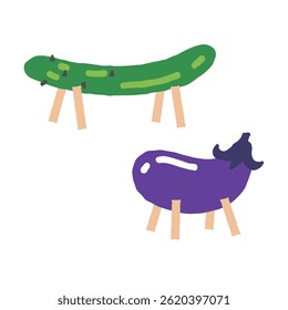 Illustration material of a spirit horse decorated for the Japanese Obon festival