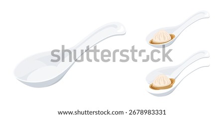 Illustration material of a spoon that is easy to put contents in - Chinese cuisine tableware