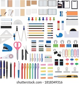 Illustration material Stationery set Writing utensils Office supplies Icon School equipment Vector