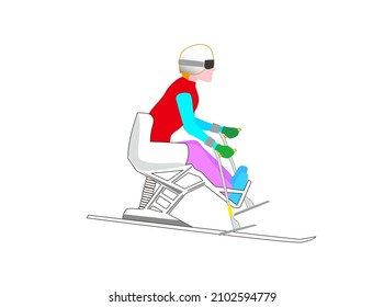 It is an illustration material that a chair ski player is performing.