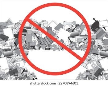 It is an illustration material that discards household garbage with a dump truck.