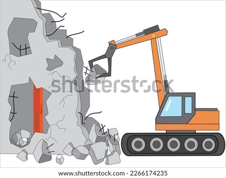 It is an illustration material that dismantles building with heavy equipment.