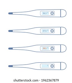 Illustration material of thermometer of normal fever, low-grade fever, high fever