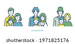 Illustration material of three young families