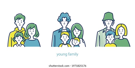 Illustration material of three young families