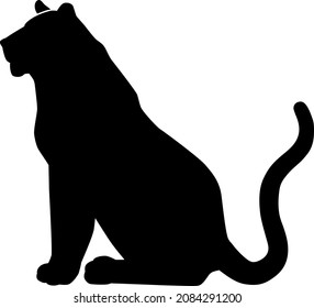 Illustration material of tiger silhouette. Sideways. Sitting pose.No tiger stripes.