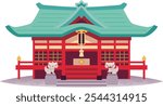 Illustration material of a traditional Japanese shrine where deities are enshrined (vector,eps)