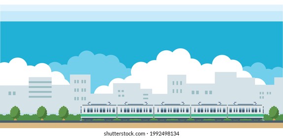 
Illustration material of train and cityscape