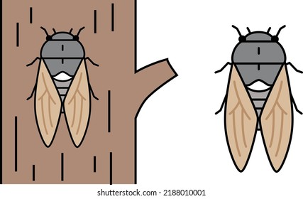 
Material de ilustración de árbol y Abra cicada.