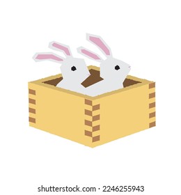 Illustration material of two simple white rabbits