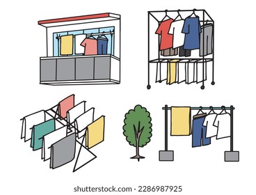  Illustration material of various cases for drying laundry