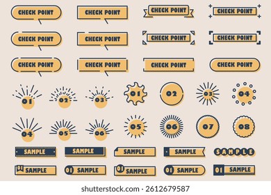 Illustration material: various frames, headings, speech bubbles