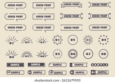 Illustration material: various frames, headings, speech bubbles