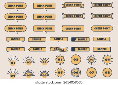 Illustration material: various frames, headings, speech bubbles