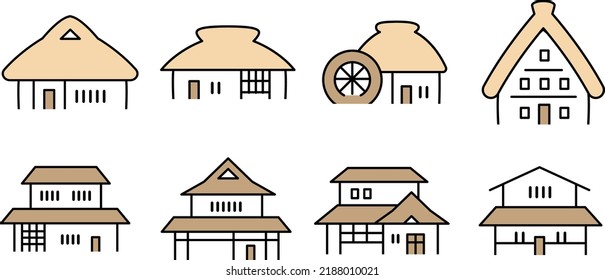 Illustration material of various old folk houses