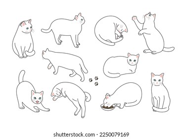 Material de ilustración de varias poses de gatos.