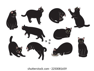 Illustration material of various poses of cats.