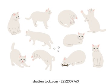 Illustration material of various poses of cats