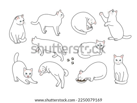 Illustration material of various poses of cats.