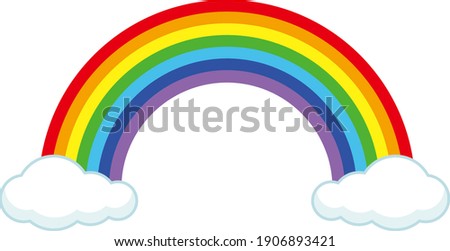 Illustration material of the vectors of the rainbow across the cloud