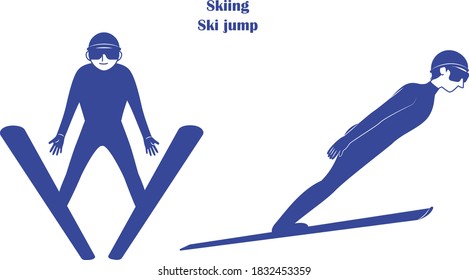 Illustration material for winter sports  ski jumping