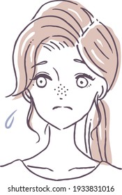 Illustration material of a woman suffering from pore clogging