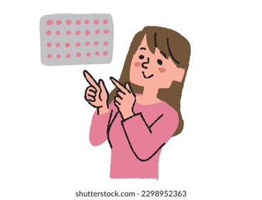  Illustration material of a woman taking a low-dose pill