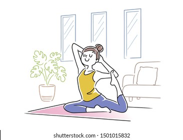 Illustration material: woman, yoga, pose