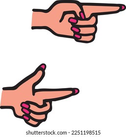Illustration material of a woman's hand pointing