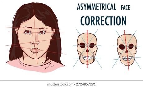  Illustration material of women with complex in face distortion stock illustration

