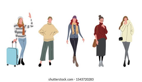 Material de ilustración: mujeres, moda de invierno